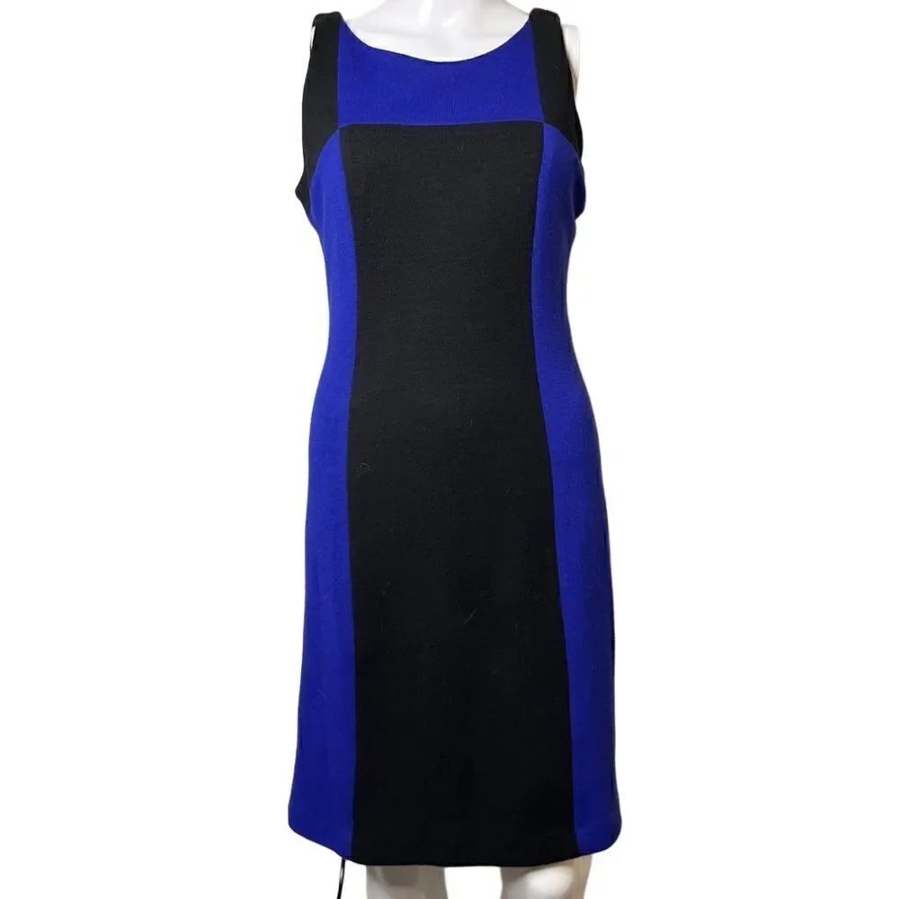 Milly Colorblock Sleevless Wool Shift Dress Blue and Black Size Small